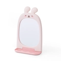 Miroir de maquillage lapin rose avec base de rangement pour bureau de fille - Rose