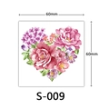 3D colorful heart floral tattoo sticker with pink roses and lilac flowers, size 60x60mm - Heart Shaped Flower Style (S-009)