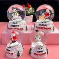 Christmas crystal ball set with resin Santa and Snowman figures on pink display - Santa and Snowman / 45# Light + Snow