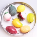 Miniature resin fruit and vegetable charms in a metal tray for DIY phone case making - with Hook / Mixed Colors