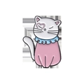 Cute cartoon cat enamel pin in pink and white with heart detail for bags and clothing - Qhxz406