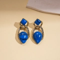Blue Water Drop Earrings (Silver Needle)