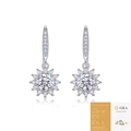 Elegant S925 sterling silver moissanite halo drop earrings with GRA report - E13356 Sun Shape-0.5ct*2 (With GRA Certificate)