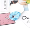 Elegant light blue satin scrunchie with smooth texture displayed on a decorative plate - 1#-Light Blue