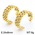 Französische Vintage C-förmige geflochtene Ohrringe in Goldoptik mit Texturdetails - Gold