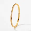 Minimalist gold stainless steel hinge bracelet featuring a half-circle of white zircons - White Zirconia Style (SAK959) / Gold