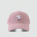 Pink cotton baseball cap with white embroidered logo for big head size and deep fit - WM Script-Pink