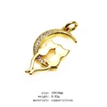Golden moon and cats pendant with micro-pave zircons for DIY jewelry design - Moon Cats (1)
