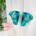 Elegant emerald green butterfly hair claw clip with realistic wing patterns for women - Blue Swallowtail 11CM