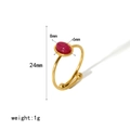 Verstellbarer 18k vergoldeter Edelstahlring mit 8mm x 6mm ovalem pinkfarbenem Naturstein - Blassrosa (TR4020-P)