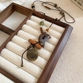Collier bohème avec lune en bois et pièce en cuivre gravée sur un plateau en velours - 3# Collier-Noir-Café (Lune en Bois/Plaque Ronde)