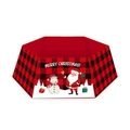 Falda de árbol de Navidad hexagonal a cuadros rojos y negros con Papá Noel y Muñeco - 03-Cuadros Rojos y Negros Muñeco de Nieve de Navidad