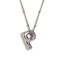 Polished silver letter P balloon pendant necklace in 18k gold plated stainless steel - Steel-Letter P