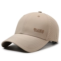 Khaki breathable quick-dry baseball cap with laser-cut ventilation holes and side embroidery - Khaki