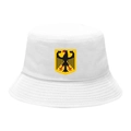White bucket hat with embroidered German eagle coat of arms logo for sun protection - M / 12# German Eagle - White