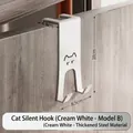 Katzenförmiger Türhaken in Cremeweiß aus verdicktem Stahl für die Türmontage - Modell B Katze / Creme