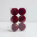 Set di 6 palline di Natale da 8cm in velluto rosso scuro con cordini dorati in scatola - 8cm Rosso Vino Floccato