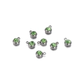 Détail de breloques en zircone verte 6mm sur monture en acier inoxydable doré pour bijoux - 20 Pièces / 11.5g / Cadre Couleur Acier / Zircone Verte