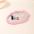 Miroir de maquillage rose en forme de nuage avec cadre ondulé pour décoration de bureau - Rose Peint