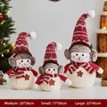 Three-piece set of red and cream Christmas snowman plush dolls with hats and scarves - Three-Piece Set / Red Earmuff Snowman Family of Three