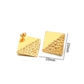 Golden square stud earrings with 22mm hammered texture surface and metal backing - 22x22mm Half-Embossed Square Studs / Gold