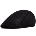 Black lace mesh flat top duckbill cap featuring breathable fabric for casual sun protection - Adjustable / Black