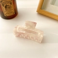 Rectangle hair claw clip in pink and white marble acetate finish for women - 7.4cm / Fresh Pink