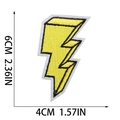 Close-up of lightning bolt embroidery patch with dimensions 6cm x 4cm on white background - Monochrome Lightning Style (X15SD-065-13)