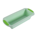 Rectangular silicone bread mold in light green with bright green handles and wavy base - Aqua Green