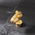 Golden hand grenade shaped stainless steel stud earring with size measurements - Grenade Style (S210)