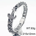 Bracciale in acciaio punk argento con ancora, misura 215x12mm e peso di 83g - 215x12mm / Argento (KB184809-KJX)