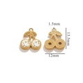 Golden cherry pendant with white rhinestones showing dual sides and dimensions - 1 Piece / White Crystal Gold Cherry