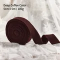 Deep brown 5cm thick wool ribbon for DIY Christmas bows and festive decor projects - 5cm (W) x 5m (L) / Dark Coffee