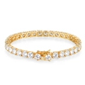 Classic gold-plated tennis bracelet with round-cut sparkling cubic zirconia stones - 6 Inches - 15CM / Gold