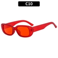 Retro square narrow sunglasses in translucent red frame with vibrant orange lenses - Transparent Red Frame Red Lens