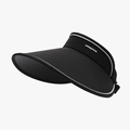 Women's black open top sun hat with large brim and white contrast trim details - 23H047 Black/White Edging