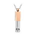 Mindfulness breathing whistle necklace with rose gold and silver finish pendant on white background - Functional Whistle / HX10 / Rose Gold