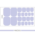 Detailed sheet of solid light purple 3D toe nail polish stickers in various sizes - YMZ301-Lavender Purple
