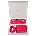 Silk gift set in rose red featuring sleep mask, scrunchie and pillowcase in a box - Burgundy