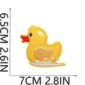 Close-up of yellow duck embroidery patch with precise size dimensions shown in cm and inches - Style 7 Classic Waving Duck