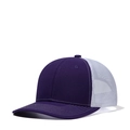 Purple and white mesh trucker hat with curved brim for outdoor sun protection - Adjustable / Purple + White Mesh