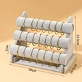 Three-tier ice gray velvet T-bar stand for bracelets, watches, and jewelry display - Flannelette / Grey Velvet