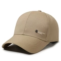 Casquette de baseball homme kaki foncé classique avec plaque de marque latérale et texture - Réglable / Beige
