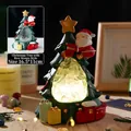 Christmas tree crystal night light with Santa Claus and resin glowing base decor - Christmas Tree with White Crystal / 16.5*11cm