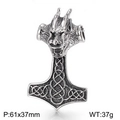 Vintage stainless steel Viking Thor hammer pendant with dragon head and Celtic knots - Retro Dragon Head Thor's Hammer Style (KP53894-BD)