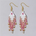 Orecchini bohémien con nappe sfumate rosa e bianco e ganci in metallo dorato - Bianco Rosa Oro