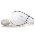 White breathable mesh sport visor with reflective trim and extended brim for sun protection - Adjustable / White