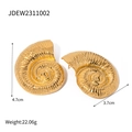 Golden spiral conch shell earrings in stainless steel for beach style fashion - Large Gold Conch (JDEW2311002)