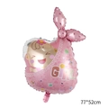 Pink foil baby girl balloon with flower bow for baby shower decorations, 77x52cm - Stork Bundle Girl Pink