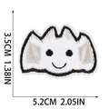 Toppa ricamata a forma di pipistrello bianco con occhi neri, dimensioni 5,2 cm x 3,5 cm - Pipistrello Bianco (X3UL-06-20)